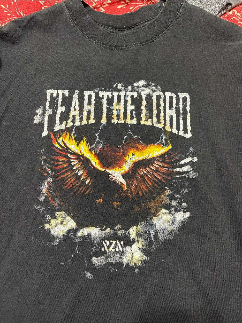 Fear The Lord Graphic Black Men's Tee - Eagle Lightning Design